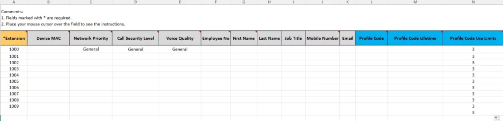 Excel File for importing extensions - Documentation Center