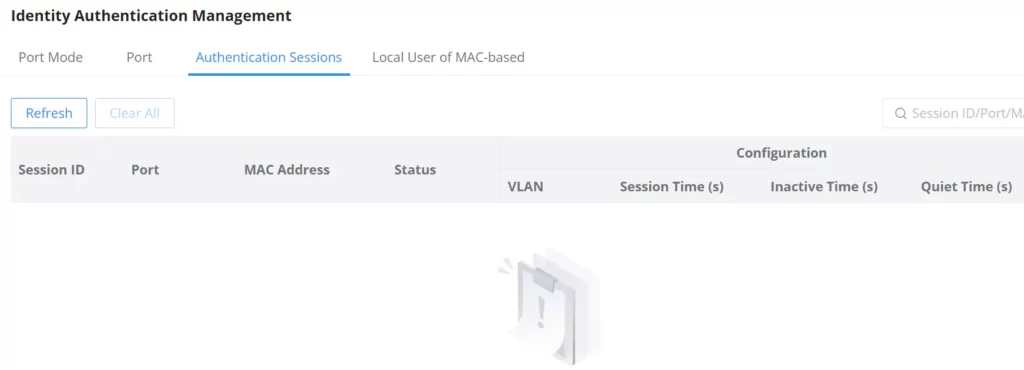 Identity authentication managment switch port - Documentation Center