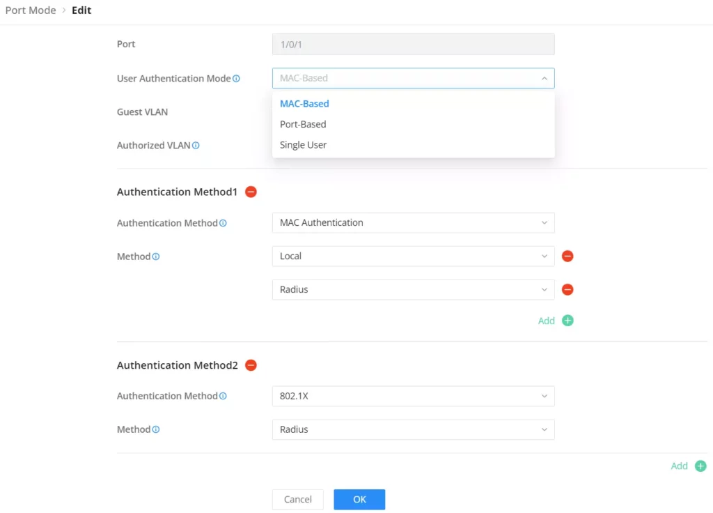 Identity authentication managment switch port - Documentation Center