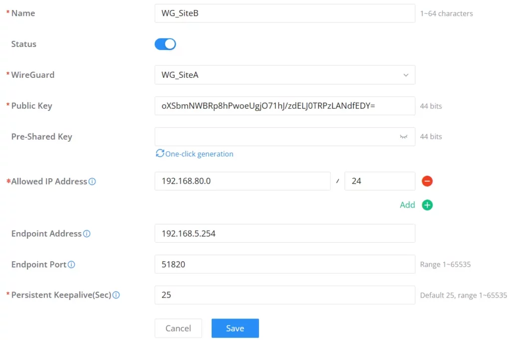Adding-the-Peer-for-Site-B - Documentation Center