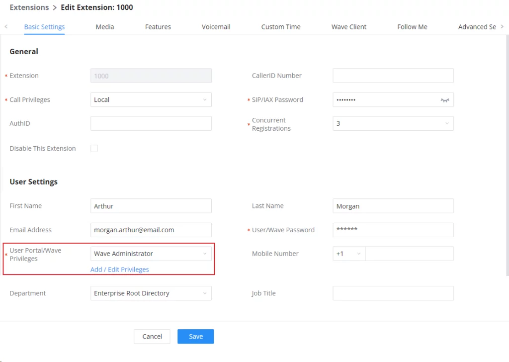 Extensions-Basic-Settings-Wave-Privileges-Administrator - Documentation Center