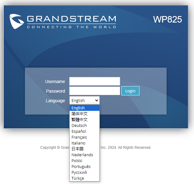WP225 Web GUI Display Languages - Documentation Center