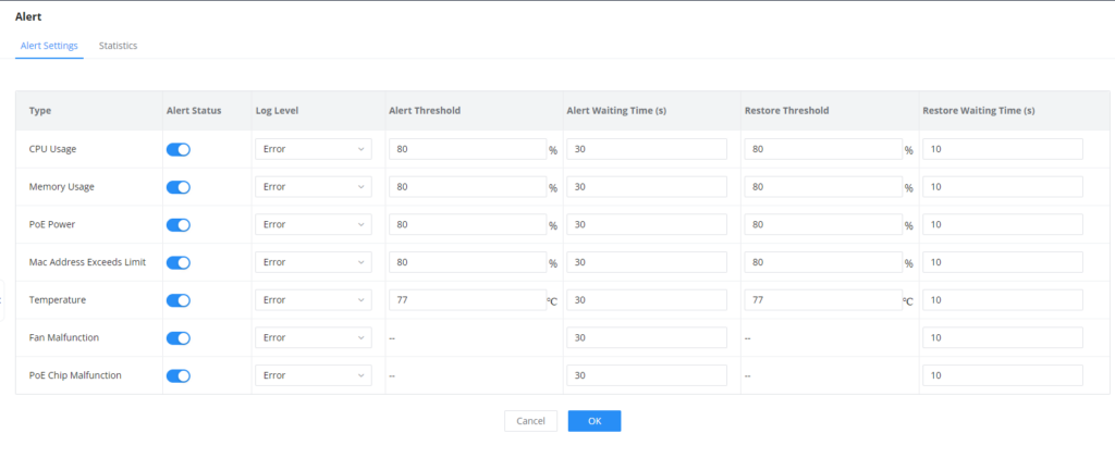Alert Settings - Documentation Center