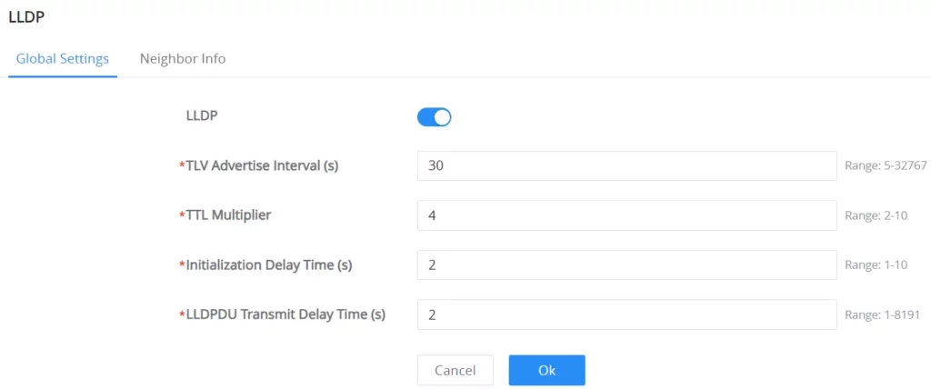 LLDP Global Settings Field Descriptions - Documentation Center