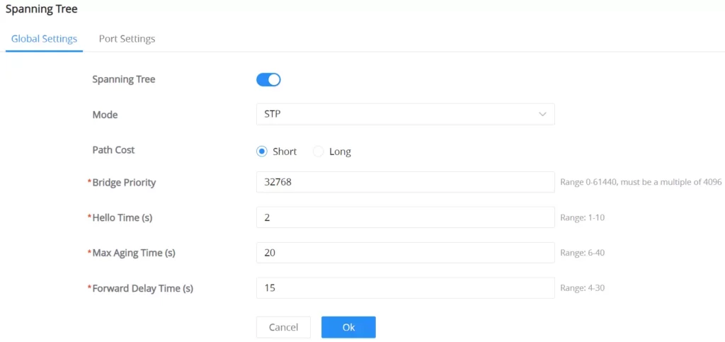 Spanning-tree-global-settings - Documentation Center