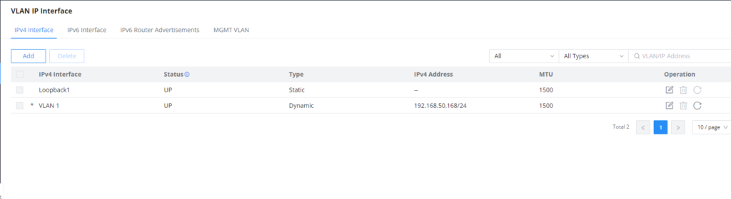 VLAN IP Interface - Documentation Center