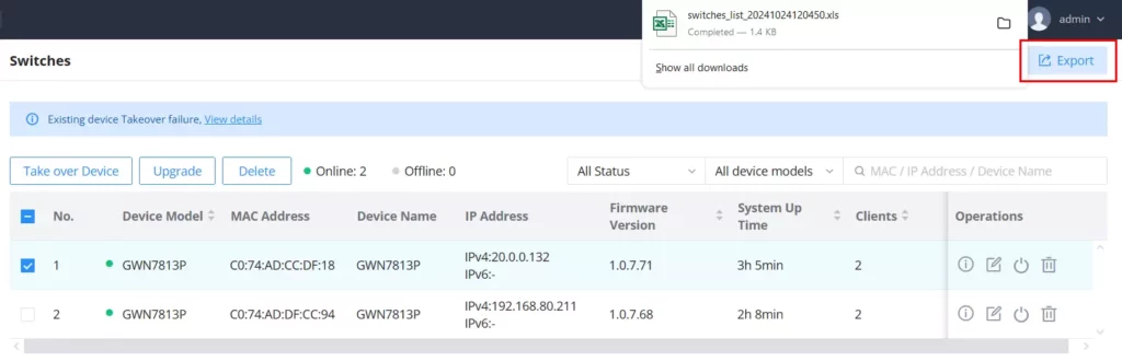 router-switch-management-export - Documentation Center