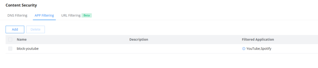 app filtering - Documentation Center