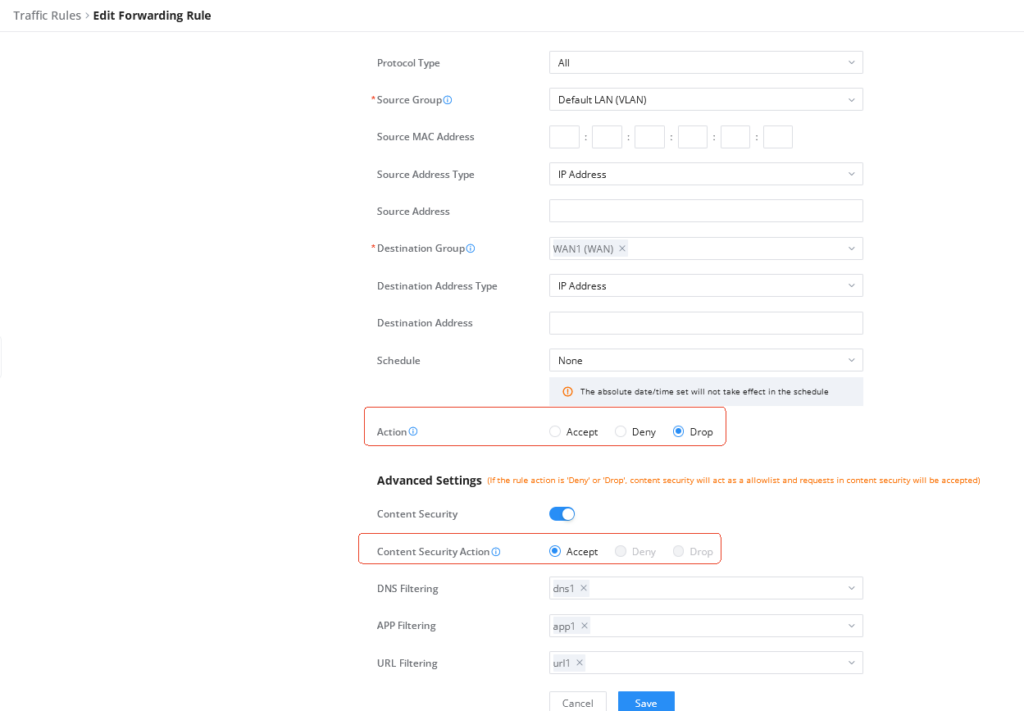 content security action - Documentation Center