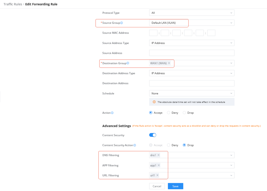 forwarding rule - Documentation Center