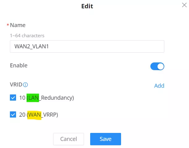 vrrp sync WAN and LAN - Documentation Center