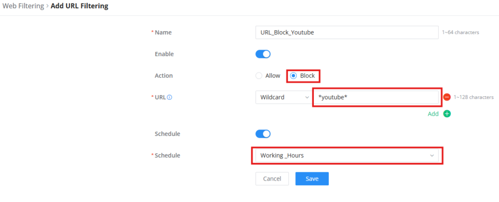 Add URL Filtering - Documentation Center