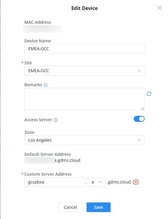 Edit GCC PBX Device - Documentation Center