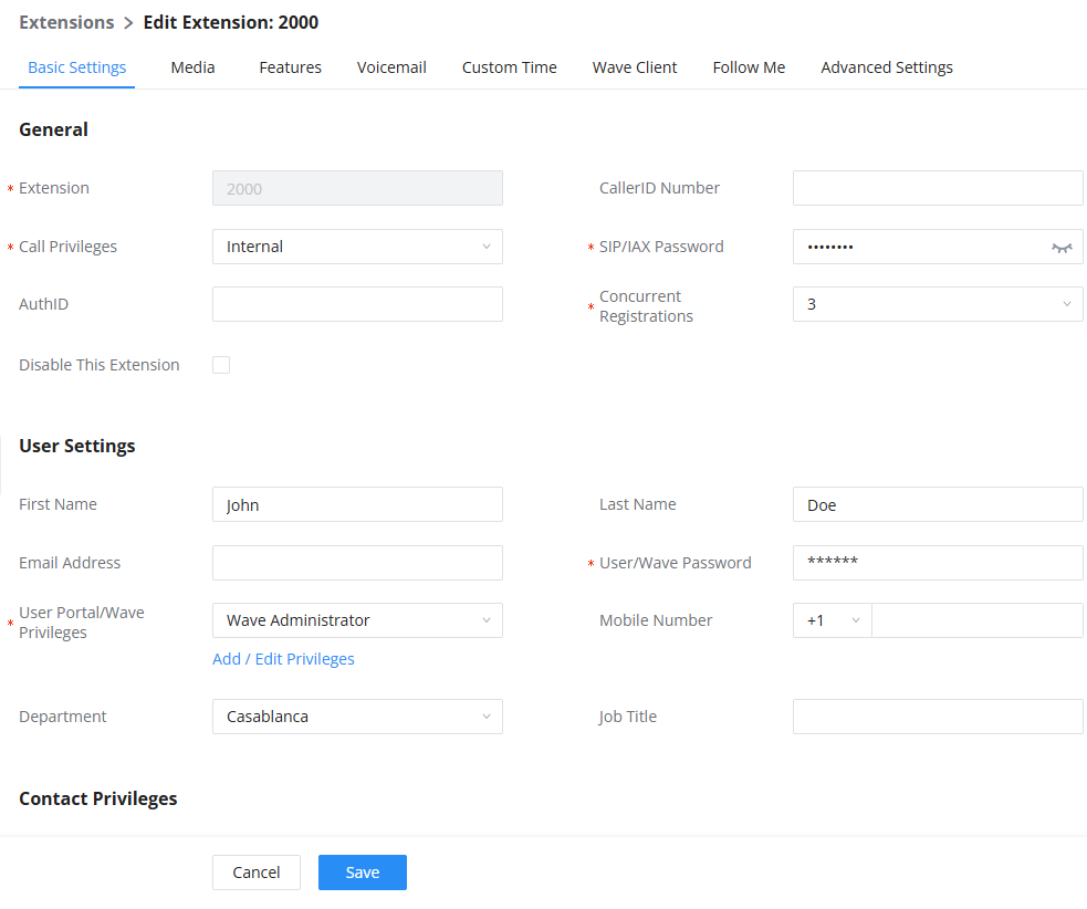 Extension Settings - Documentation Center
