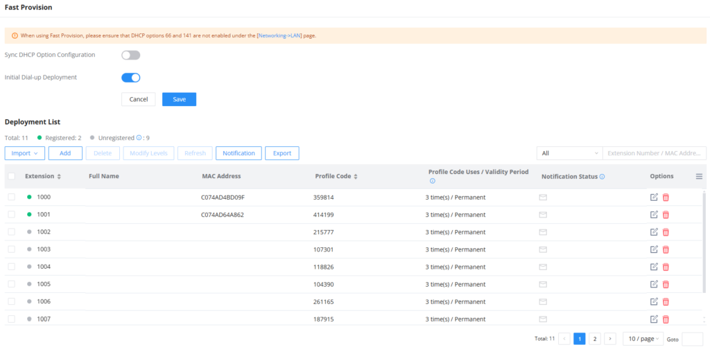 Extension registered through Initial Dial up Deployement - Documentation Center