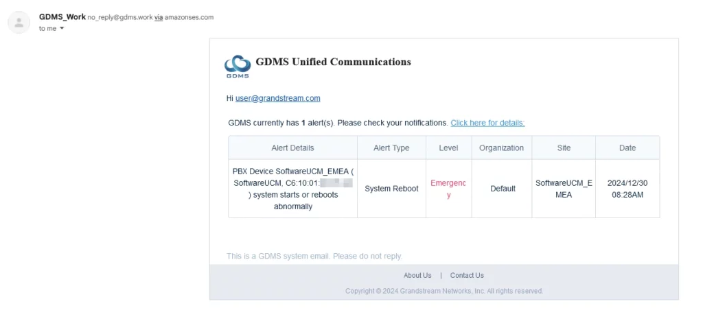GDMS Alert Email - Documentation Center