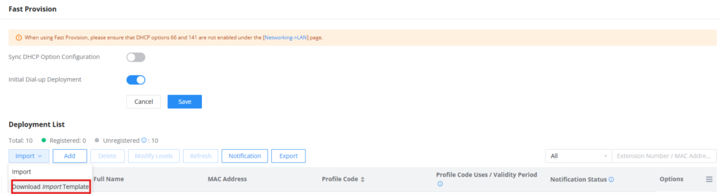 Import from template - Documentation Center Import from template