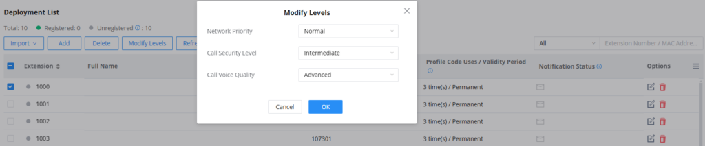 Modify Network levels - Documentation Center