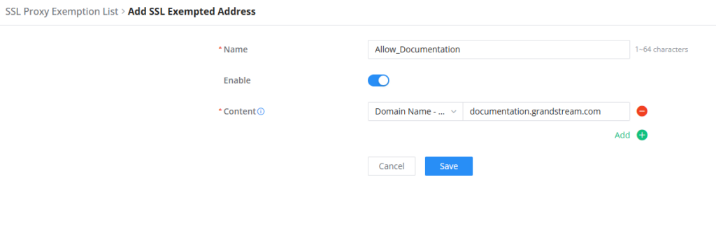 SSL Proxy Exemption - Documentation Center