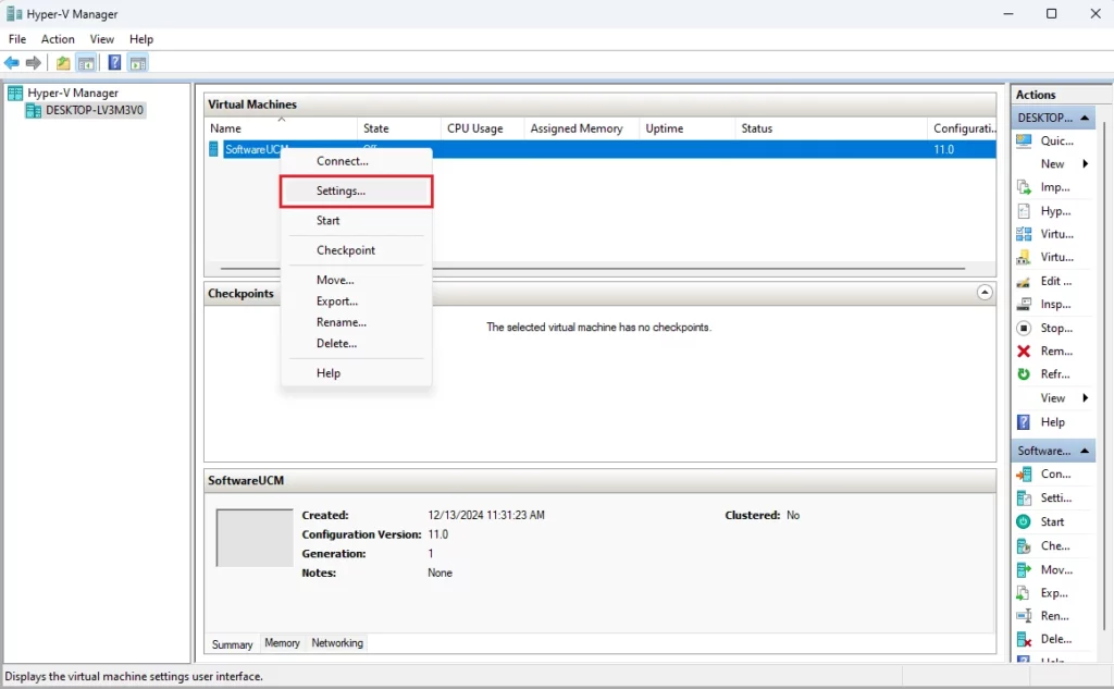 VM Settings - Documentation Center