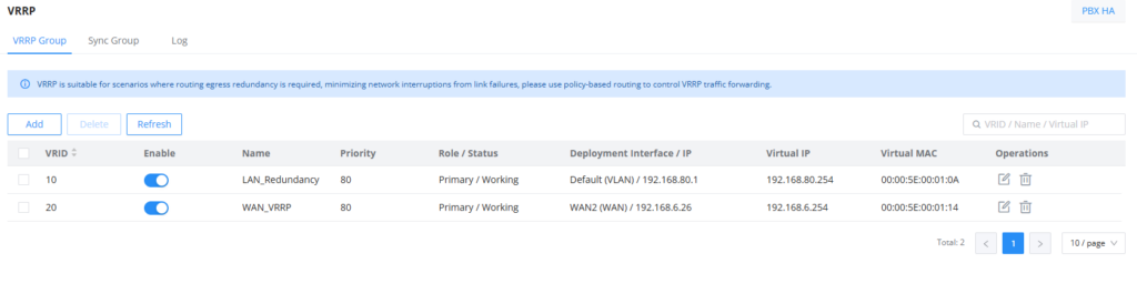 VRRP Group - Documentation Center