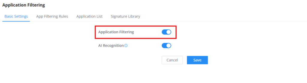 application Filtering - Documentation Center