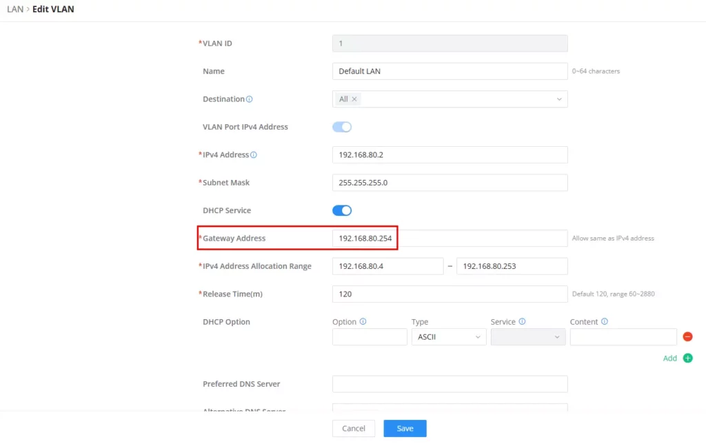 single-isp-differnet-vendor-modify-vlan-gateway - Documentation Center