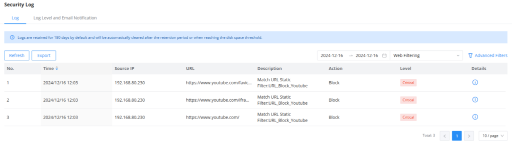 web filtering block youtube - Documentation Center