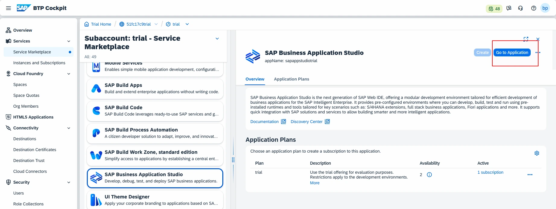 Access SAP Business Appliation Studio - Documentation Center