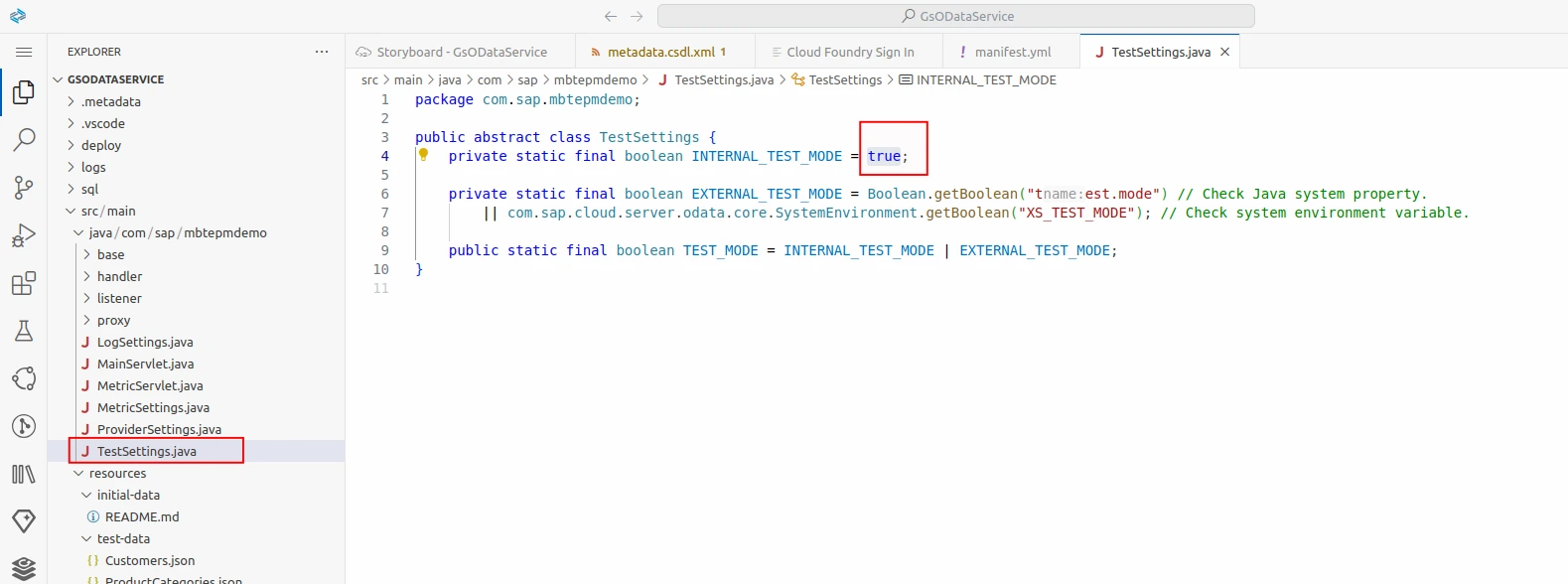 TestSettings.java - Documentation Center