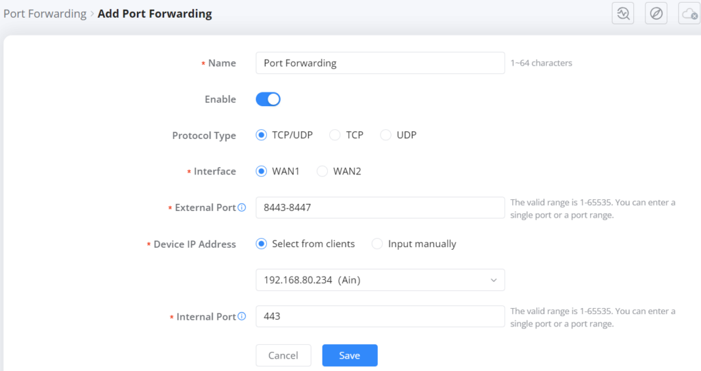 Port-forwarding-page-part-2-add-port-forarding-page - Documentation Center