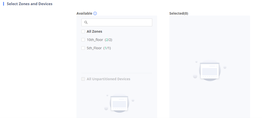 Select Zones and devices - Documentation Center