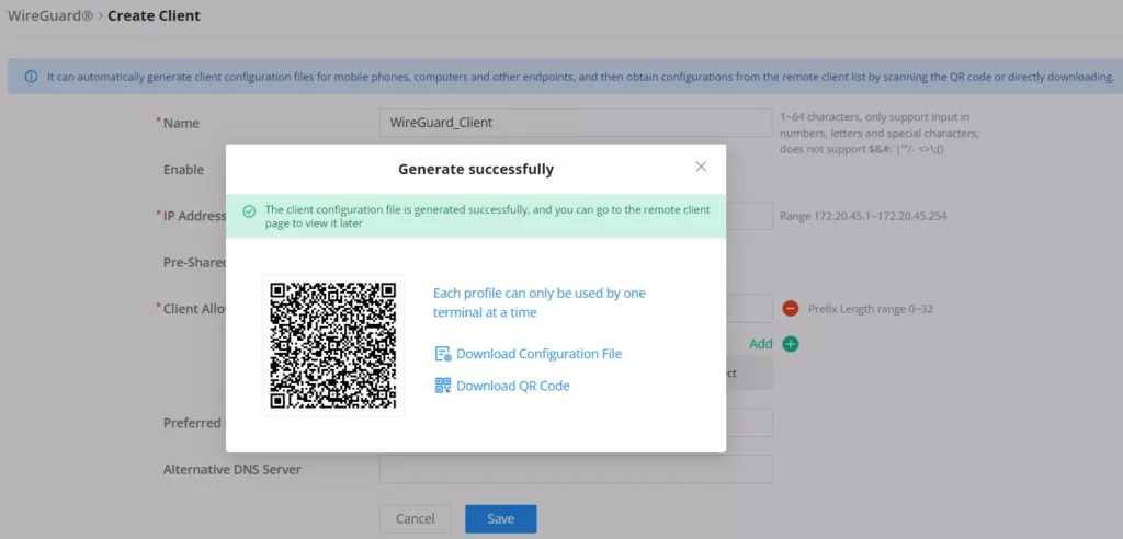 Wireguard-file-or-QR - Documentation Center