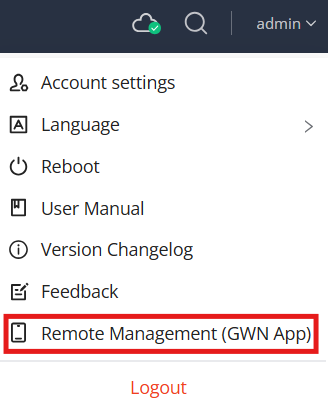 1-remote-management-GWN-App-top-right-corner-udner-the-username - Documentation Center