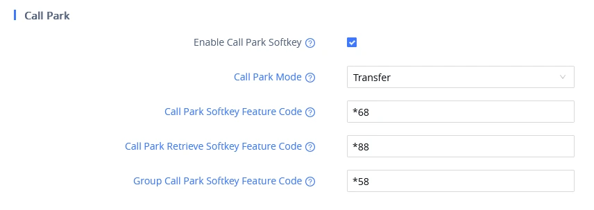 Call-park-settings - Documentation Center