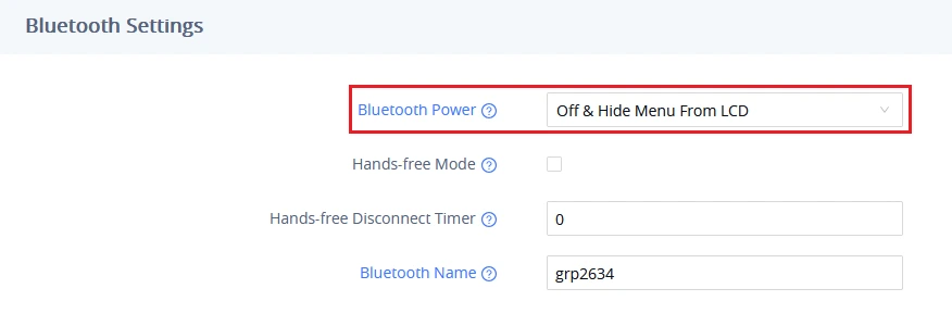 Disable Bluetooth Settings from LCD - Documentation Center