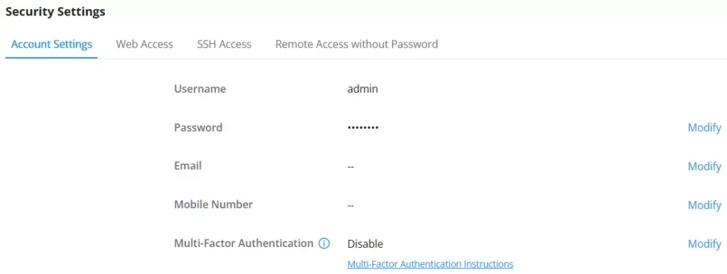 GCC6000-home-module-account-settings - Documentation Center