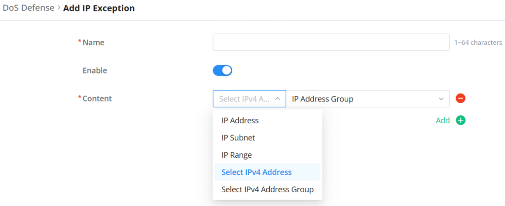 dos-defense-add-ip-exception - Documentation Center