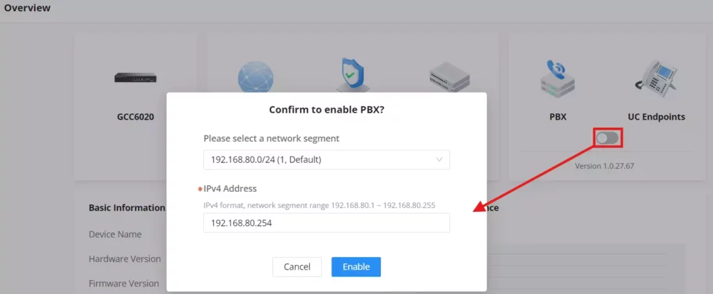 Device Modules & Version Panel - ip address - Documentation Center