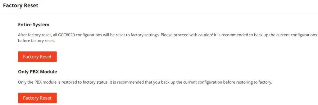 Factory Reset - Documentation Center