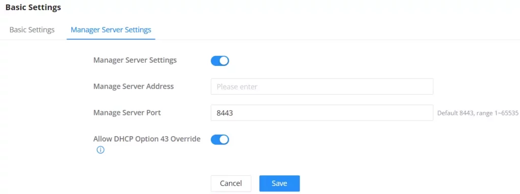 Manager Server Settings - Documentation Center