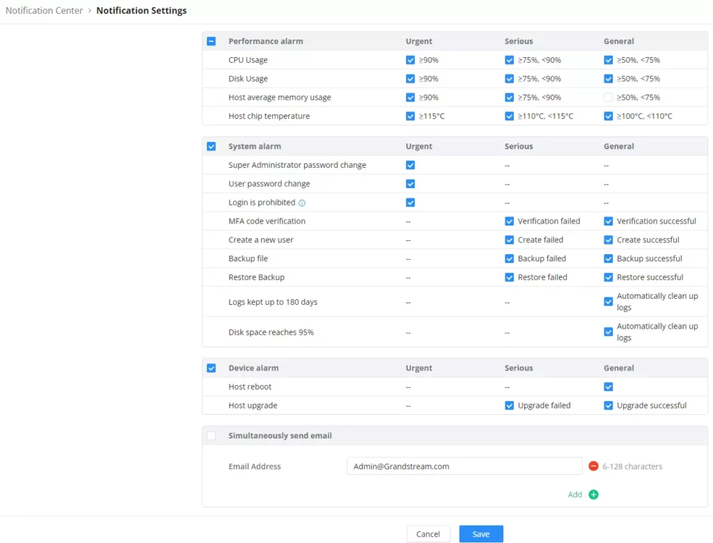 Notification Settings - Documentation Center