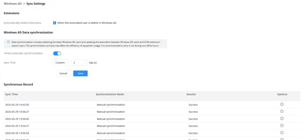 Windows AD Auto Sync Settings - Documentation Center