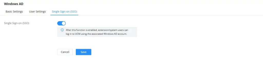 Windows AD SSO Settings - Documentation Center