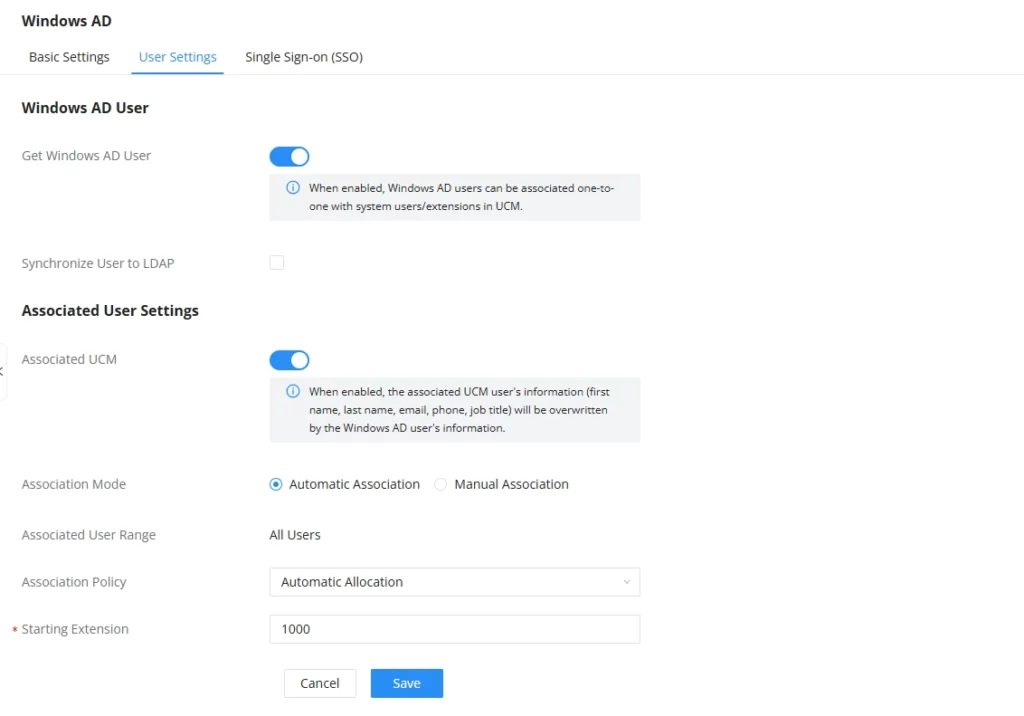 Windows AD User Settings - Documentation Center