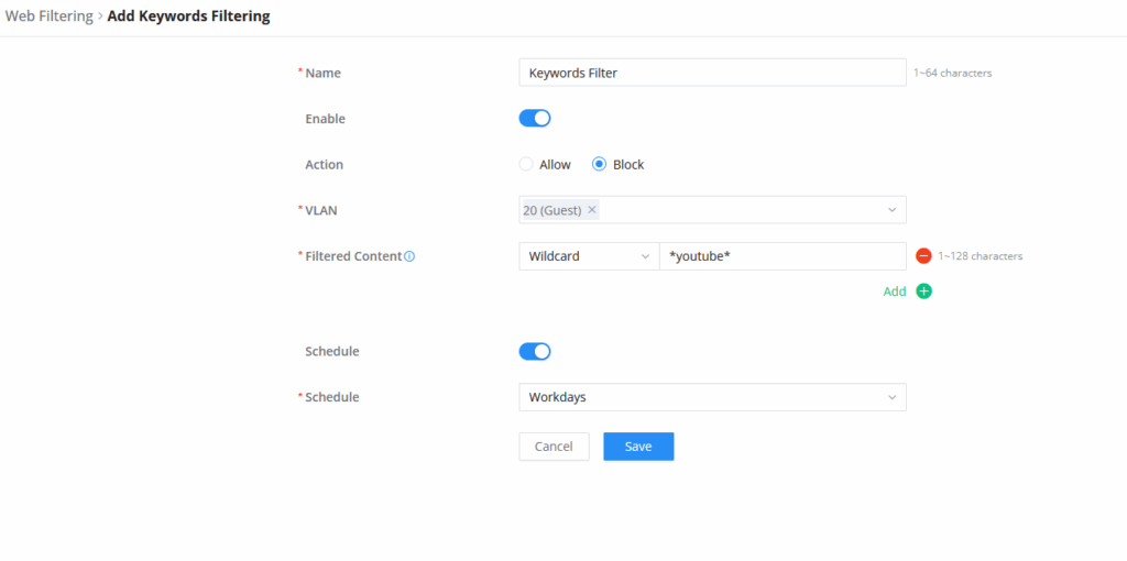 web filter - Documentation Center