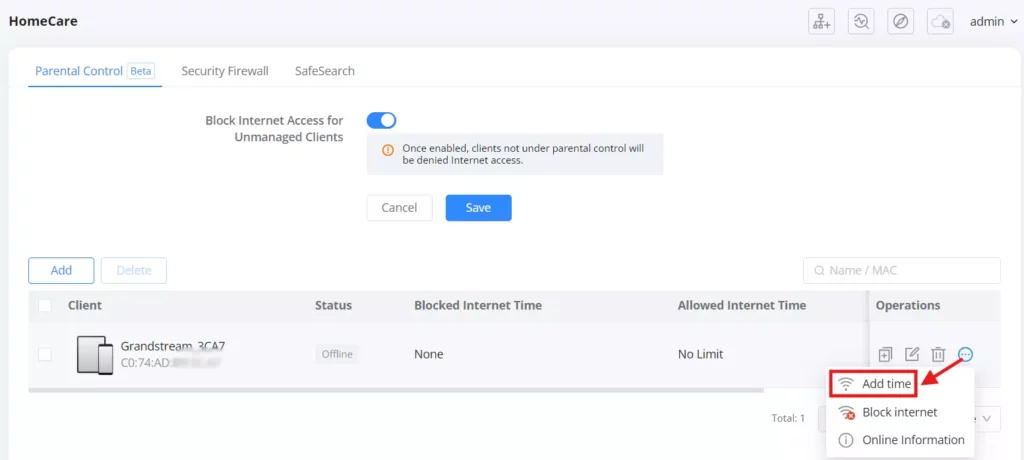 1 homecare parental control add time - Documentation Center