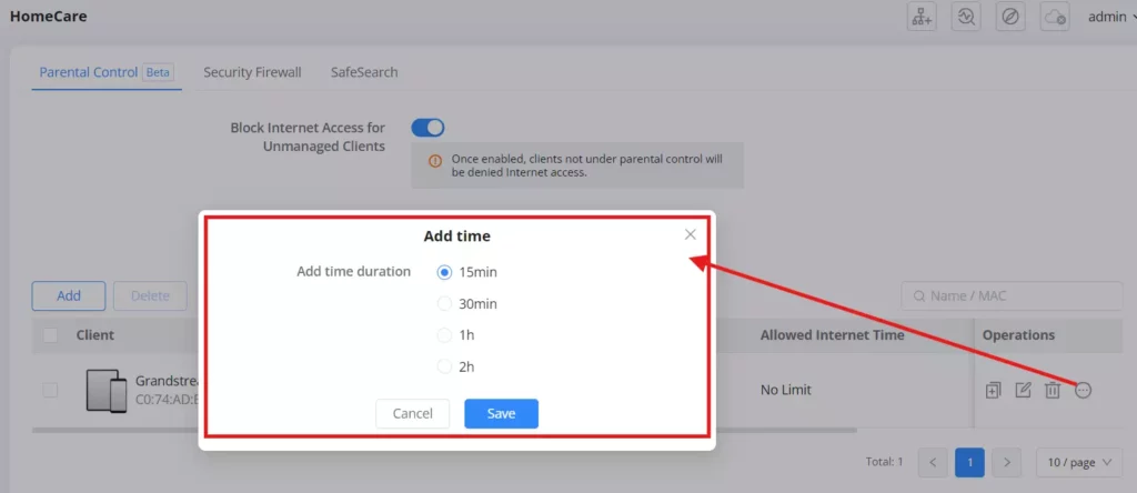 2 homecare parental control add time after clicking on add time - Documentation Center