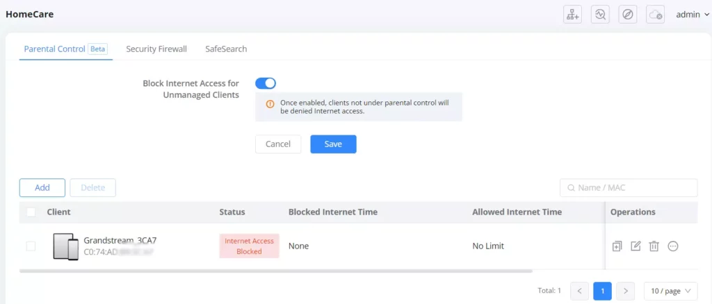 5 homecare parental control Block internet option whtn the client is blocked - Documentation Center
