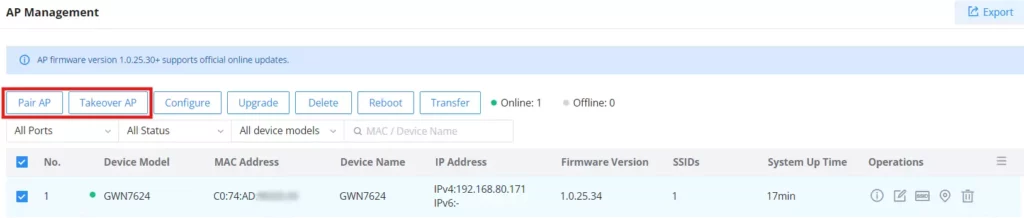 Access Points List - Documentation Center